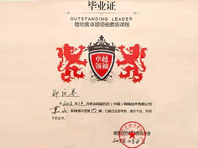 杭州懒人沙发家具厂尚都家居 获阿里巴巴橙功卓越领袖毕业证